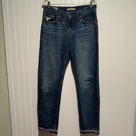 Levis Middy Straight Jeans Embroidered Hems Size 28 - Picture 1 of 8